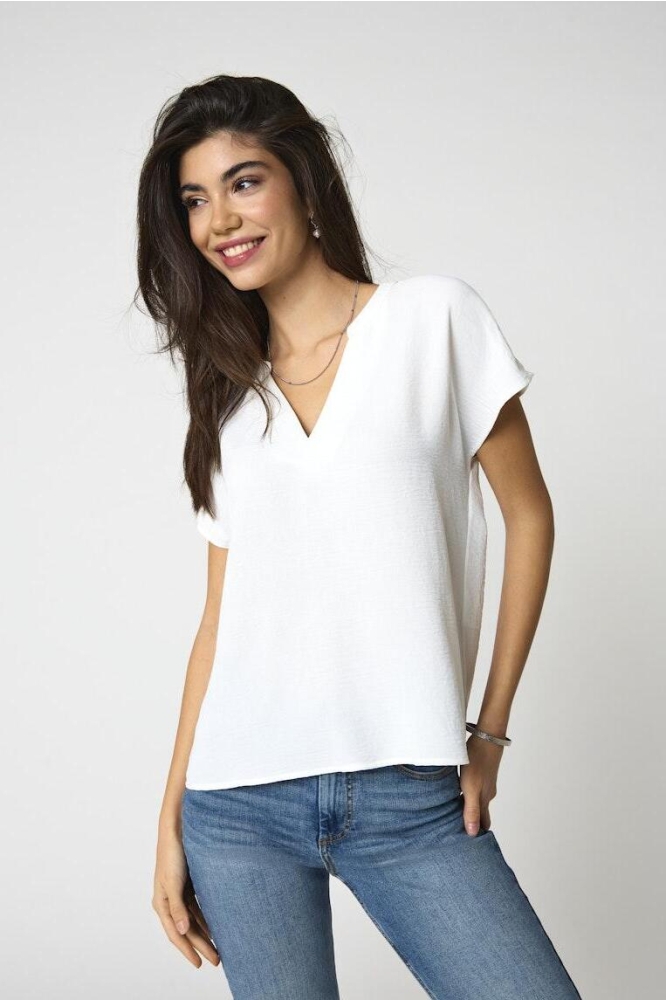 JDYLION S/S TOP WVN NOOS 15249287 Cloud Dancer